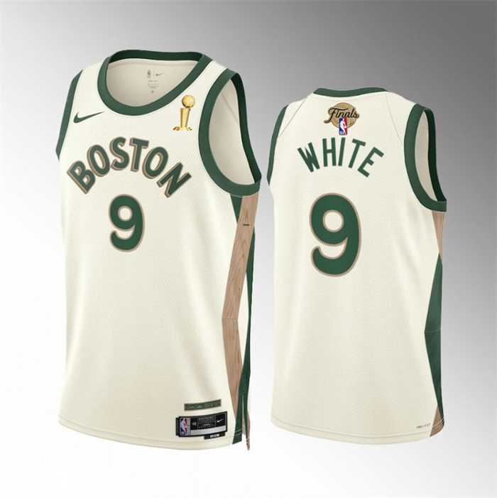 Men%27s Boston Celtics #9 Derrick White 2024 Finals Champions City Edition Stitched Basketball Jersey Dzhi